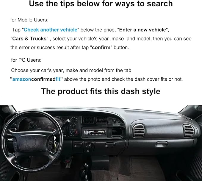 Yiz Dashboard Cover Dash Cover Mat Pad Custom Fit for Dodge Ram 1500 2500 3500 1998 1999 2000 2001 (98-01 Beige) Y21