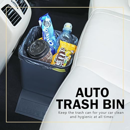 HAUSSIMPLE Car Trash Can 1.4 Gallon with Stability Flap & Magic Strips — No-Tip Leakproof Car Garbage Bin for Car Floor, Mats, Front or Back Seat, SUV, Truck, Van, Vehicle Interior Organizer (Gray)