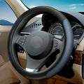 Steering Wheel Cover, Microfiber Leather Splicing with Classic Embossing,Contrasting Colors Anti-Slip Breathable Auto Car Steering Wheel Cover Fit 15 Inch Car Wheel Protector (Black&Blue)