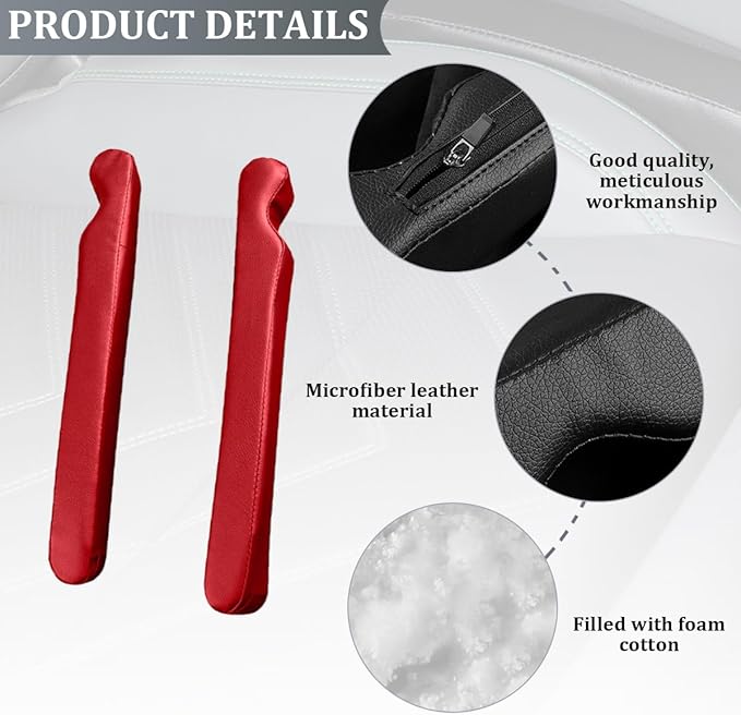 2PCS Car Seat Gap Filler, Leather Vehicle Seat Crevice Blocker Stopper to Prevent Things from Dropping, No-Drop Automotive Interior Console Catcher Plug, Universal for Vehicles (Red)