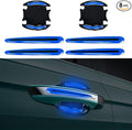 8PCS Reflective Car Door Handle Protector Sticker, Carbon Fiber Auto Door Handle Cup Paint Guard Protective Film, Anti-Scratches Car Door Handle Bowl Sticker, Self-Adhesive & Non-Marking (Blue)