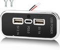 3 Ports 12V RV USB Outlet 45.5W, Gibbab PD3.0 Type-C Quick Charge & Dual USB A Port 3.1A Panel Wall Mount, Automotive Car Socket Charger Adapter for RV Marine Boat Bus ATV Motorcycle Truck
