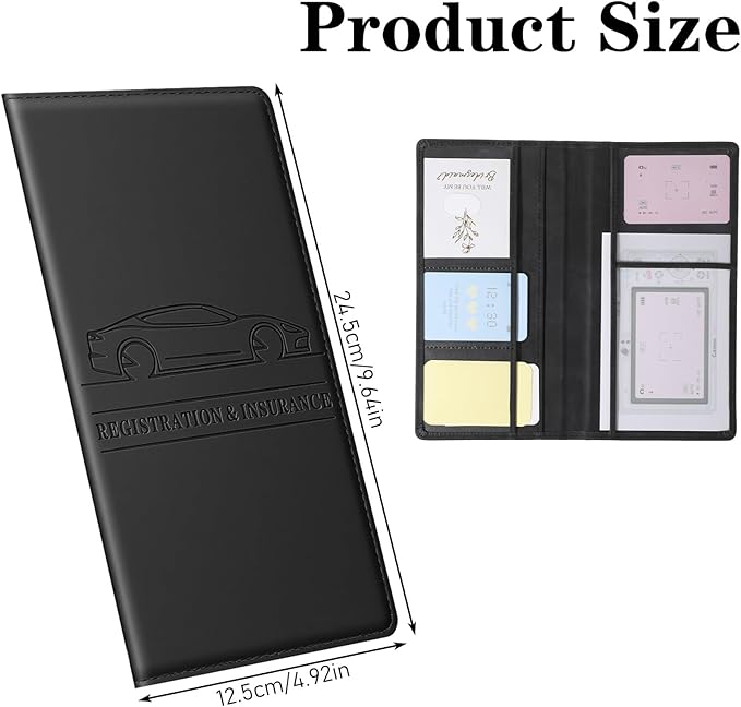Car Glove Box Organizer Car Registration Holder Insurance Card Holder Vehicle Document Holders for Glove Box Paperwork Organizer Compartment Glovebox Information Holders for Women Men, Black