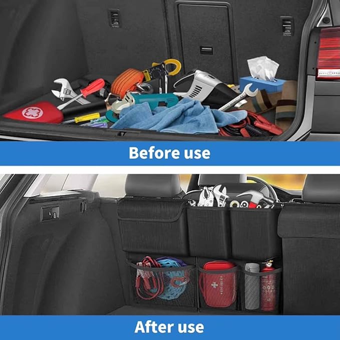 Car Organiser Storage Bag for BMW 4 Serise Gran Coupé F36 2014-2023, Space Saving Backseat Hanging Super Capacity Vehicle Trunk Bag Accessories,Black