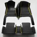 Custom Fit Car Floor Mats for Most Cars, SUVs, Trucks - Waterproof PU Leather All-Weather Floor Liners - Durable Anti-Slip Interior Car Accessories to Protect Vehicle Floors (All Black+Yellow bar)