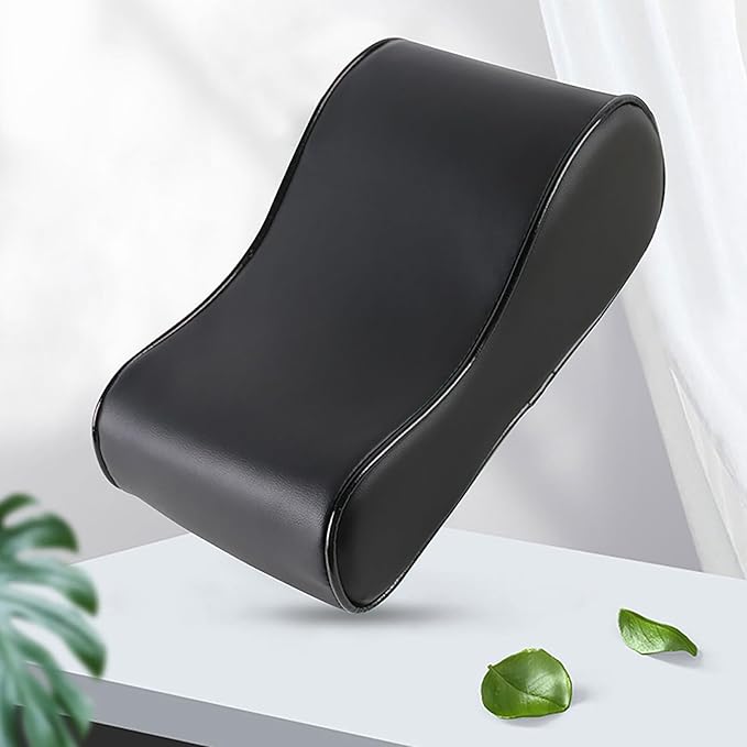 O SHI CAR Genuine Leather Car Armrest Cushion, Memory Foam Car Arm Rest Console,Cowhide Car Center Console Armrest Pillow (Black)