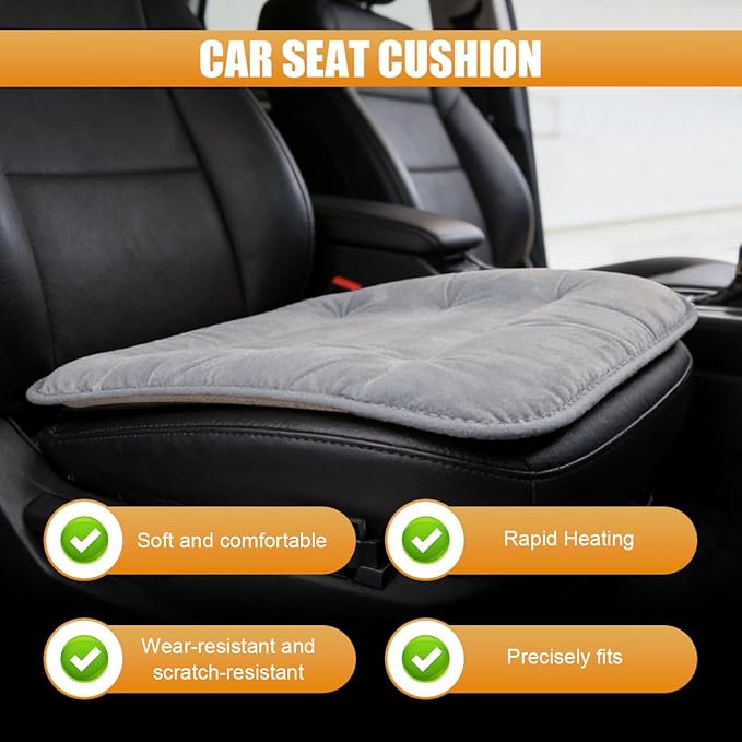 Car Seat Cushion, Breathable Soft Auto Front Seats Protector Pad for Comfortable Driving, Warm Vehicle Interior Driver Seat Non-Slip Decorative Accessory for Most Cars(Gray)