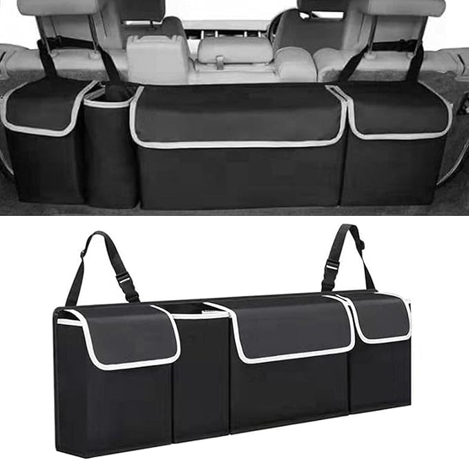 N/A/A /A Car Trunk Organizer, Car Trunk Organizer Collapsible Backseat, Backseat Trunk Organizer for SUV & Car - Hanging Organizer Foldable Cargo Storage Bag