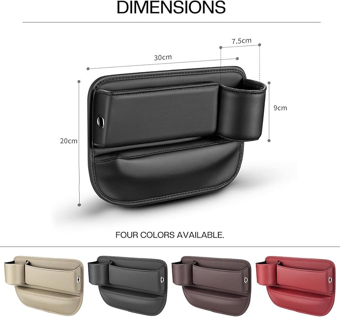 Car Leather Cup Holder Gap Bag, Car Seat Gap Filler Organizer with Water Cup Holder and Phone Charging Hole (White, Driver Side)