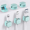 AhaStyle Magnetic Cable Organizer [1s Lock] 6 Pack Cord Cable Holders Clips Strong Adhesive Cable Cord Keeper [Smooth Adjustable] Hide Wire Cord Organizer for Nightstand Kitchen Car Office (Blue)