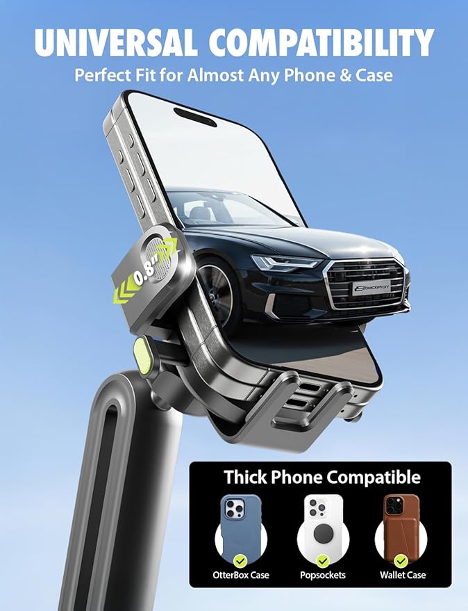 Bracketron OneClick Cup Phone Holder for Car - Universal Cup Holder Phone Mount, Fits Devices up to 4.2", 360° Rotation with Twist-Expand Base & Folding Support Legs