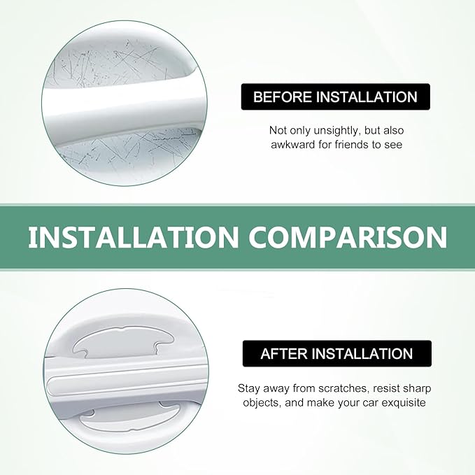 8 PCS Car Door Handle Protector, Scratch-Resistant Elastic Door Bow Handle Protection Film, No-Trace Self-Adhesive Paint Guard Stickers, Universal for Most Cars (Transparent)