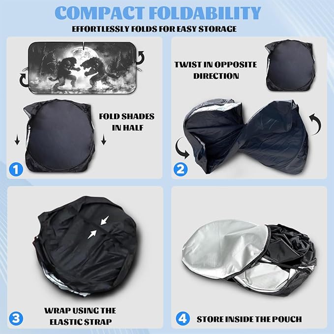 Bigfoot Car Window Sun Shield Fantasy Full Moon Werewolf Fight Bigfoot Front Window Sun Shade Rays Sun Shade Visor Protector for Car Sedan Truck SUV Accessories 59" L x 31.5" W