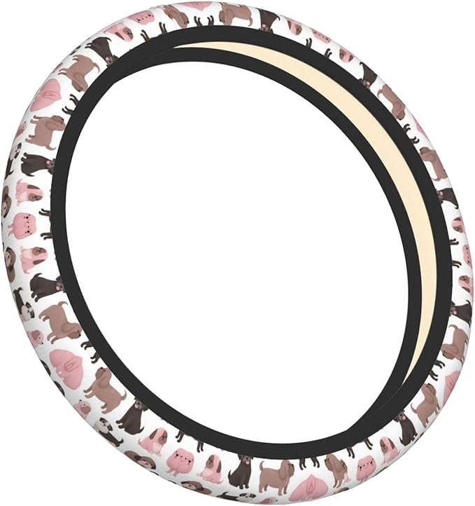Neoprene Steering Wheel Cover Dog Pattern Colour Car Steering Wheel Cover Universal Fit for Most Cars