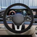 Elastic Stretch Steering Wheel Cover, Anti-Slip 15 inch Microfiber Odorless Breathable Ice Silk Car Steering Wheel Protector, Easy Carry, Warm in Winter & Cool in Summer (Black)