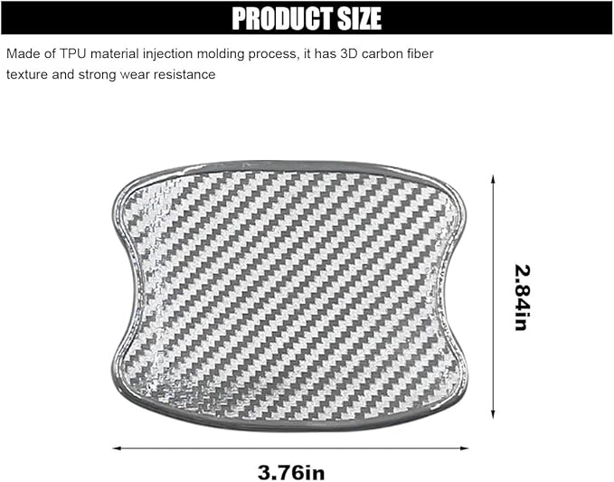 4PCs Car Scratch Protectors, TPU Carbon Fiber Door Bowl 3D Sticker, Universal Protective Film for Most Cars (Small-Silver)