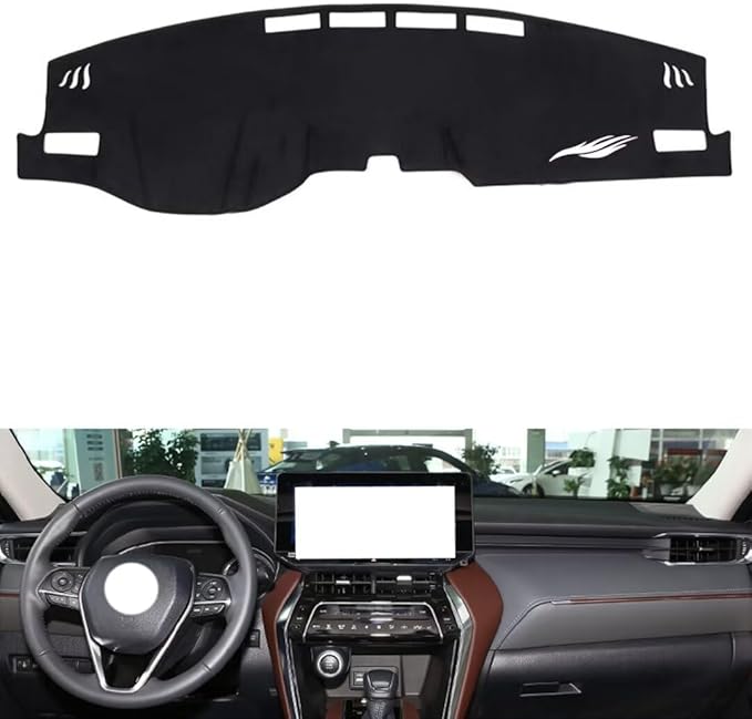 leather dashboard cover Compatible with Toyota Harrier（NO HUD），dash cover（black）