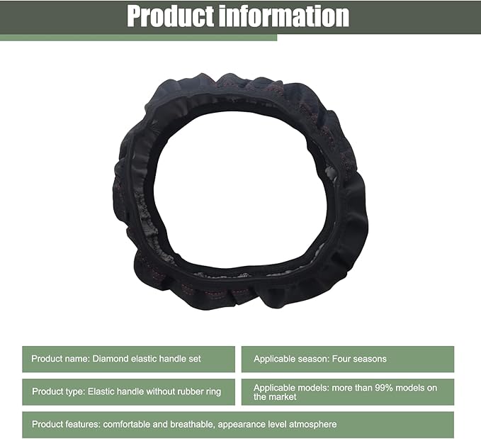 1 PC Car Steering Wheel Cover, 14.96In Waterproof Breathable Leather Vehicle Steering Wheel Anti-Slip Accessories, Universal Automotive Steering Wheel Protector for Truck SUV (Black & Red)