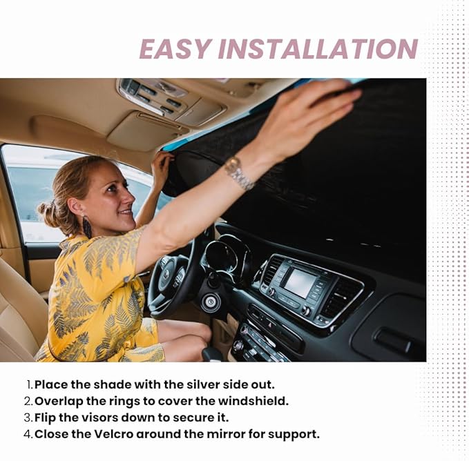 kinder Fluff Windshield Sunshade for Tesla S | Patented Car Sun Protection - Certified 99% UVR Block - Cool Car Interior | Foldable Sun Visor Cover | Automotive Accessories for Summer Heat