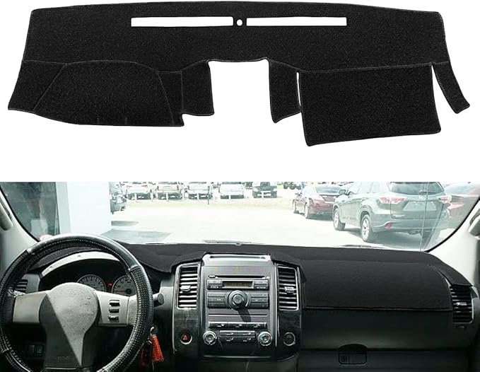 Dash Cover Mat Pad Carpet Custom Fit for Nissan Frontier 2005-2021/Xterra 2005-2015/Pathfinder 2005-2012, 2009-2012 Suzuki Equator Dashboard Pad Cap Carpet Protector (Black) Y66