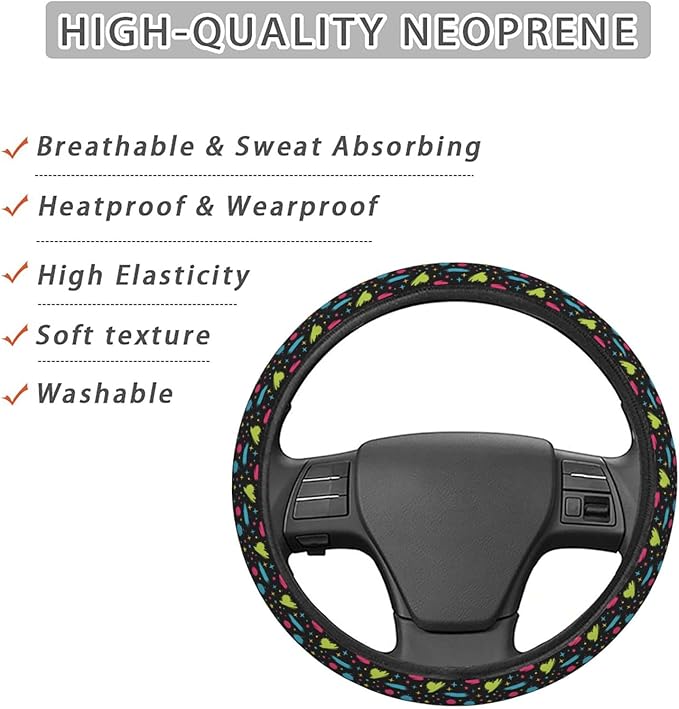 FeHuew Cute Splatters Colorful Steering Wheel Cover for Women, Girls 15 inch Universal Auto Car Anti Slip Wrap Steering Wheel Covers Fit for Vehicles, Truck, SUV