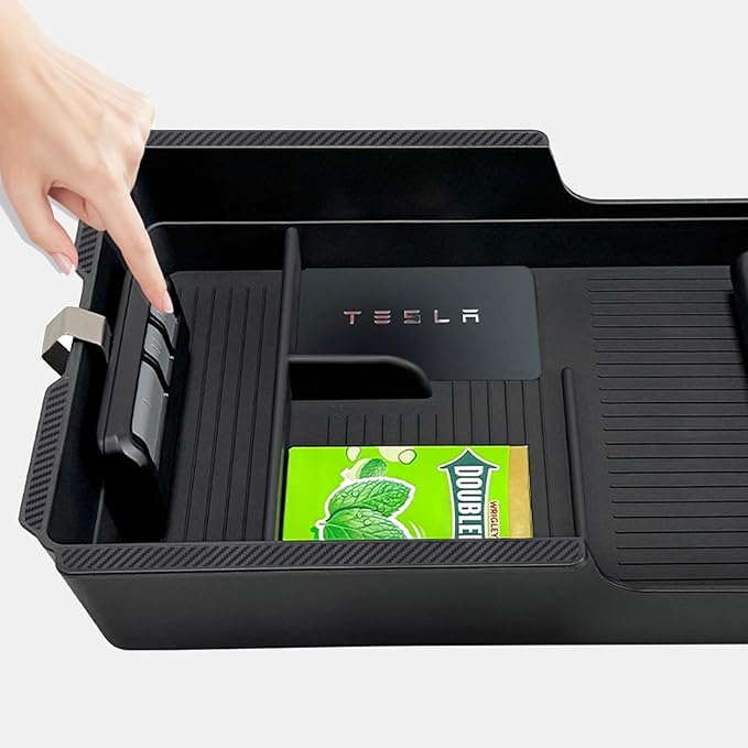 JVMA Center Console Organizer (Full Size) Armrest Console Organizer for Tesla Model 3 Highland Accessories 2024 2025 2026 (US Patent) Non-Slide