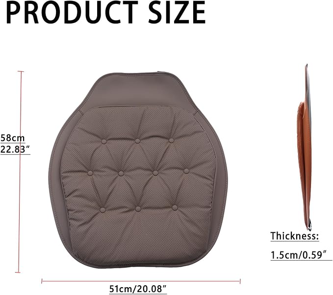 ontto Cooling Car Seat Cushion,Universal Auto Front Bottom Seat Cover for Most Vehicles,PU Leather Seat Protector Refreshing and Non-Slip Seat Pad,Dark Brown(1 PC)