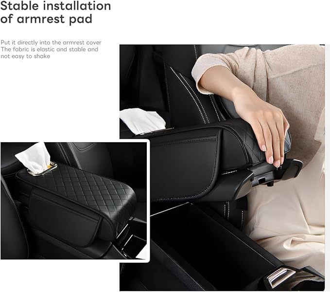 Civenhhd Car Armrest Pad, Universal Armrest Cushion Pad, Leather Armrest Box Pad