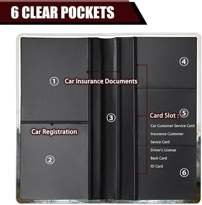 Car Registration Holder, PU Leather Vehicle Glove Box Organizer for Driver License, Document, Car Insurance Holder with Magnetic Shut, Auto Paperwork Wallet Case Accessories, Cute Owl Family Pattern