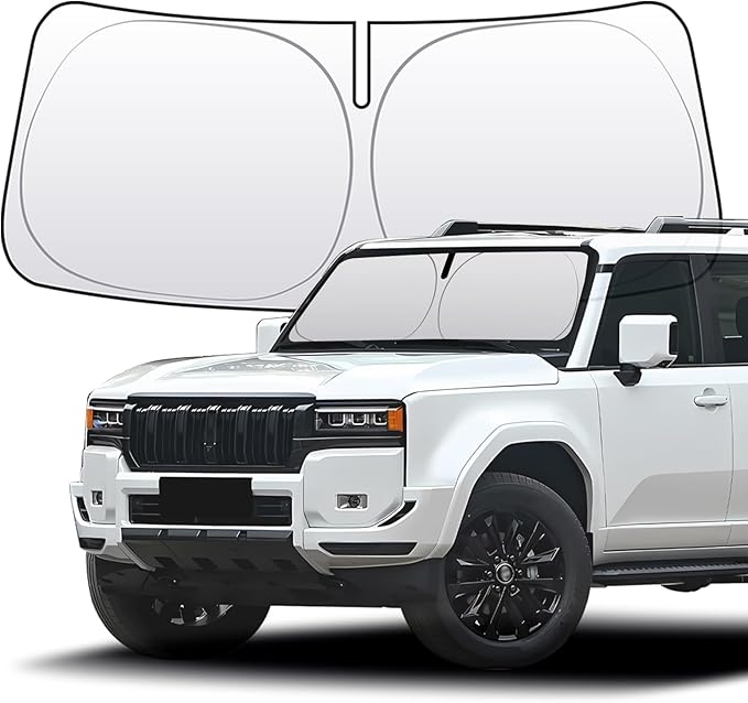 Thickened 2-Layer Front Windshield Sun Shade Compatible for Toyota Land Crusier 250 2024-present LC250, Foldable Custom Fit Sunshade Blocks 99% Heat, Keeps Car Interior Cool (for LC250 2024-present)
