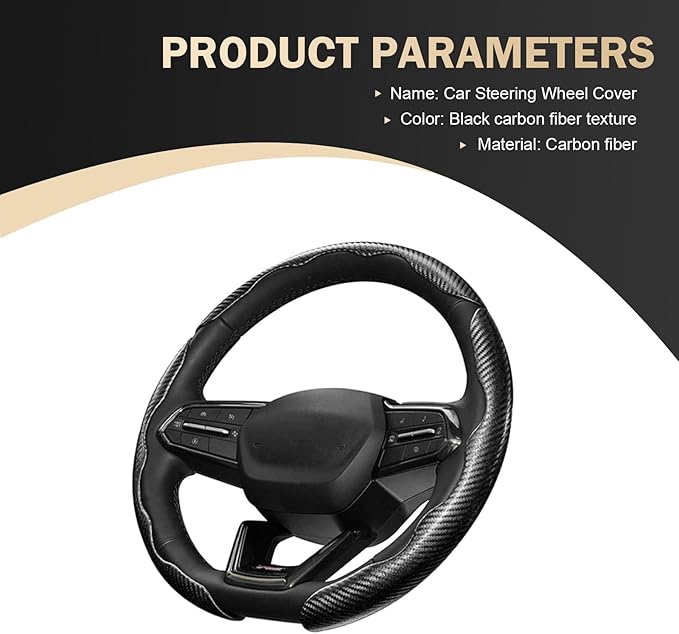 3PCS Steering Wheel Cover, Carbon Fiber Anti-Skid Steering Wheel protection, Car Steering Wheel Cover for Men/Women, Segmented & Wavy Design, Universal Car Interior Accessories (Black)