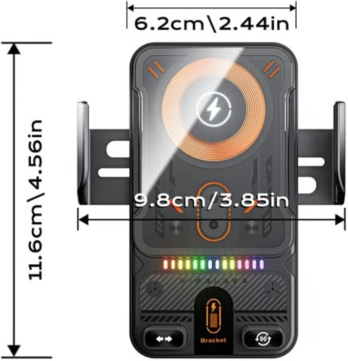 2026 New Cool Car Wireless Fast Charging Holder, Wireless Charging Rotating Car Mount,15w Universal, 360° Rotation, Smart Sensor Open, Switch Between Horizontal Vertical (Silver)