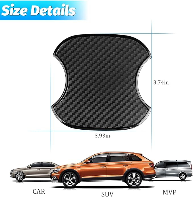 4PCS Car Door Handle Cup Scratch Protector, 3D Carbon Fiber Automotive Door Bowl Sticker, Anti-Scratch Vehicle Paint Protective Film Cover Accessories, Universal Fit (3.94 x 3.74'')