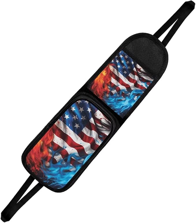 American Flag Auto Seat Side Storage Bag Organizer Fire Flame Car Seat Storage Bag with Zipper Patriotic Car Interior Accessories for Women Men