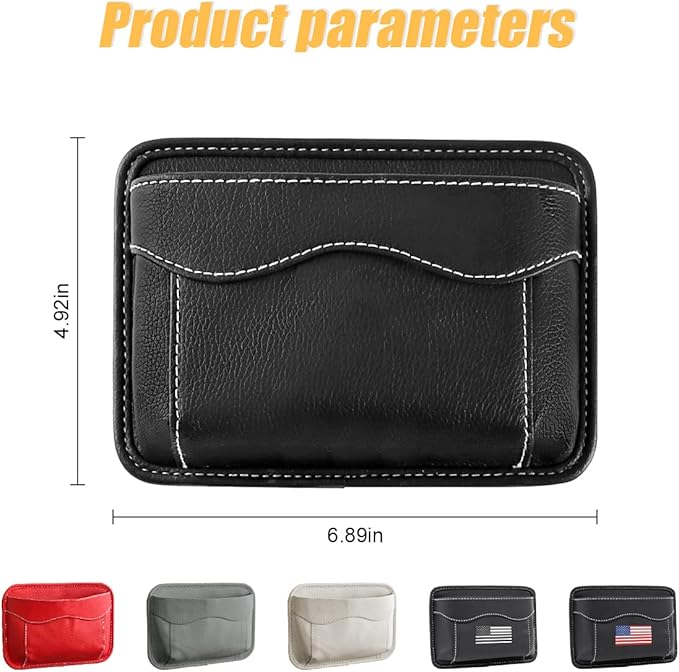 Moly Magnolia Car Seat Side Pocket Organizer, American Flag PU Leather Storage Bag, Pen Phone Holder Tray Pouch Seat Gap Filler, Interior Accessories for Auto Door Window Console (Black/Flag)