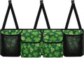 Green Lucky Leaf Car Trunk Organizer, St. Patrick's Day Hanging Seat Back Storage Organizer with Large Pockets, Space-Saving Backseat Car Organizer, Large Capacity Collapsible Bag