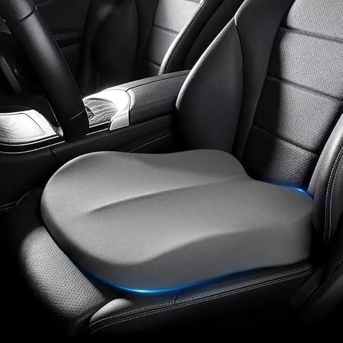 Car Seat Cushions for Driving, Comfort Memory Foam Wedge Driver Seat Cushion, Adult Booster Cushion, Adult Booster Seat for Car, Height 3.9 inch, for Car, Truck, Long Trips,Gray