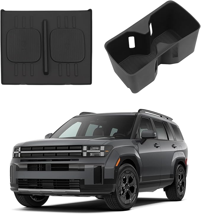 Center Console Wireless Charging Pad + Cup Holder Fit for Hyundai Santa Fe 2024 2025 Non-Slip Protective Mat Interior Accessories