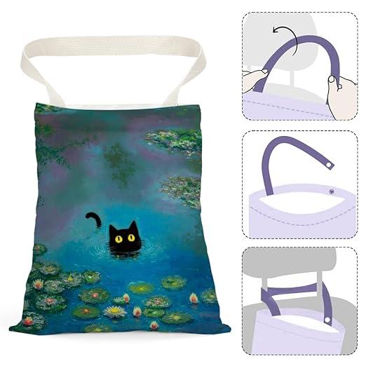 Pykfrhh Black Cat Car Trash Bag, Car Trash Bag Hanging, Waterproof Cars Back Seat Hanging Organizer and Storage Trash Bags for Vehicle Travelling Camping Lotus Decor