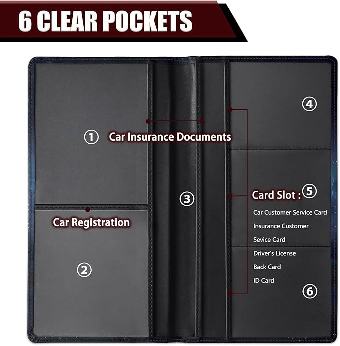 Car Document Holder with Magnetic Shut, Car Registration and Insurance Card Holder, Vehicle Glove Box Organizer Documents, Driver License, Auto Paperwork Organizer Wallet, Colorful Cosmic Tree Pattern