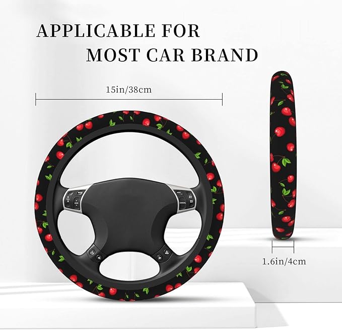 Cherry Steering Wheel Cover Neoprene Universal 15 Inches Car Steering Wheel Protector for Women Men