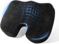 Memory Foam Seat Cushion for Sciatica Pain Relief, Posture Corrector for Office Chair, Car Seat & Wheelchair, Breathable Suede Cover with Non-Slip Bottom & Carrying Handle, Washable, Black