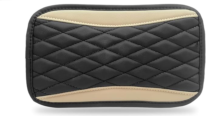 Moly Magnolia Car Center Console Cushion Pad, Universal Leather Waterproof Armrest Seat Box Cover Protector,Comfortable Car Decor Accessories Fit for Most Cars, Vehicles, SUVs (Beige)