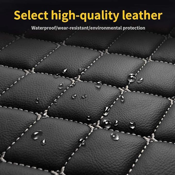 Custom Making Car Floor Mats for 90% Car Model Luxury Leather All Weather Waterproof Anti-Skid Full Coverage Liners (Black and Blue)