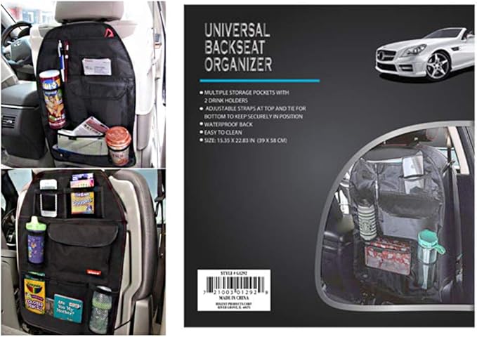 2 Pack Car Backseat Organizer Kick Mats Storage Bag Tablet Holder Kids Toys