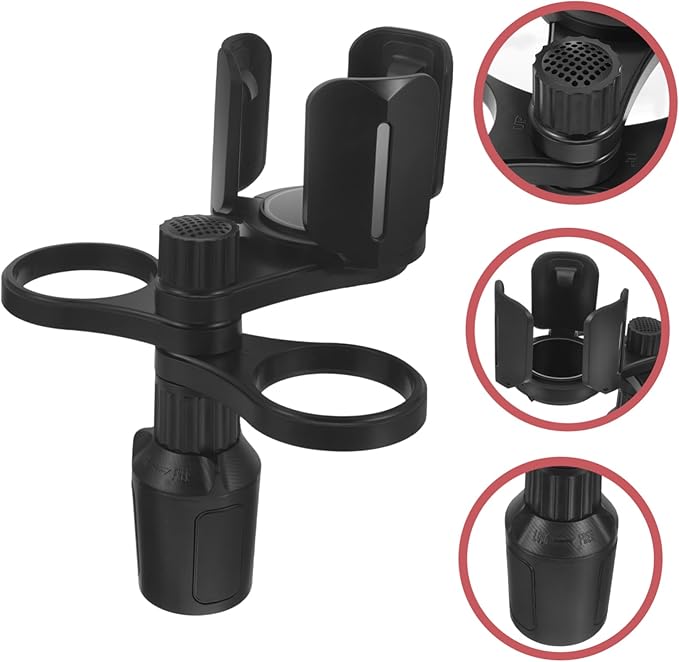 Happyyami Rotatable Car Cup Holder Expander Adapter with Angle Non Slip Vehicle Mounted Drink Holder Rack for Cup Storage and Dining Convenience