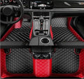 Yaruicar Custom Personalized Floor Mats for Cars Luxury Full Coverage All Car Floor Mats Anti-Slip Leather Car Mat Set Trucks & SUVs Trucks Automotive Floor Mats Liners (Red Black Beige)