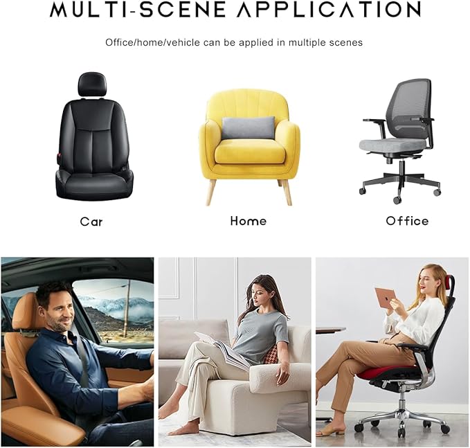 Car Seat Cushion for Driving, Memory Foam Lumbar Support Pillow for Sciatica & Lower Back Pain Relief, Ergonomic Comfort Driver Seat Cushion for Car Home Office Chair