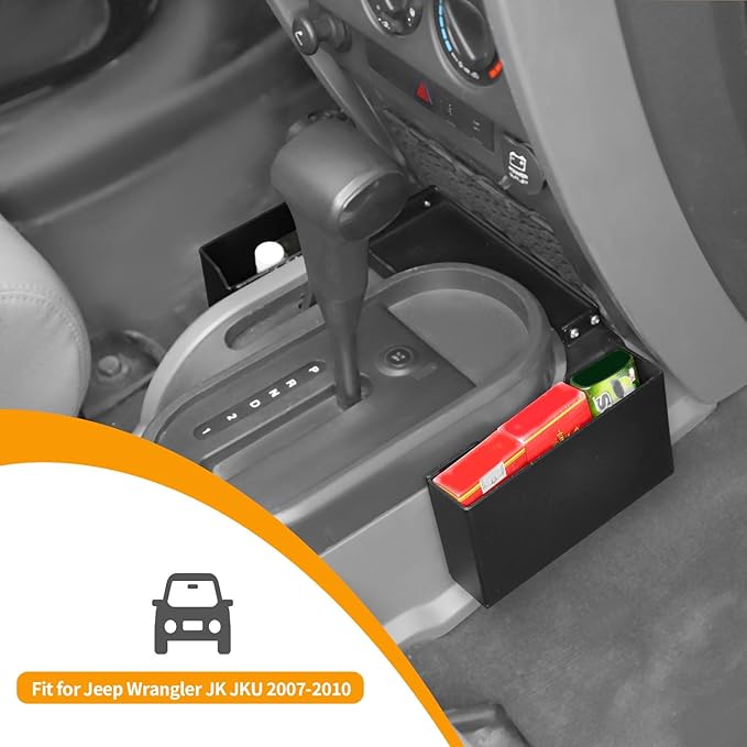 Hoolcar Gear Shift Organizer Center Console Hanging Box Gear Shifter Storage Tray Compatible with Jeep Wrangler JK JKU 2007-2010, Interior Accessories, Black