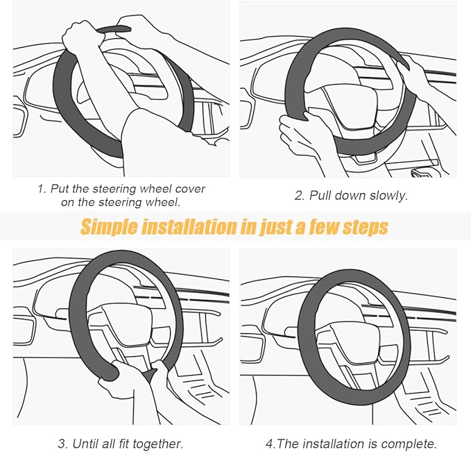 Car Steering Wheel Cover, Microfiber Breathable Ice Silk Leather Steering Wheel Cover Soft Anti-Slip Safety, 15inch Four Season Universal Fits for Most Truck,SUV,Cars (Coffee)